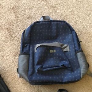 Blue and gray school bag
